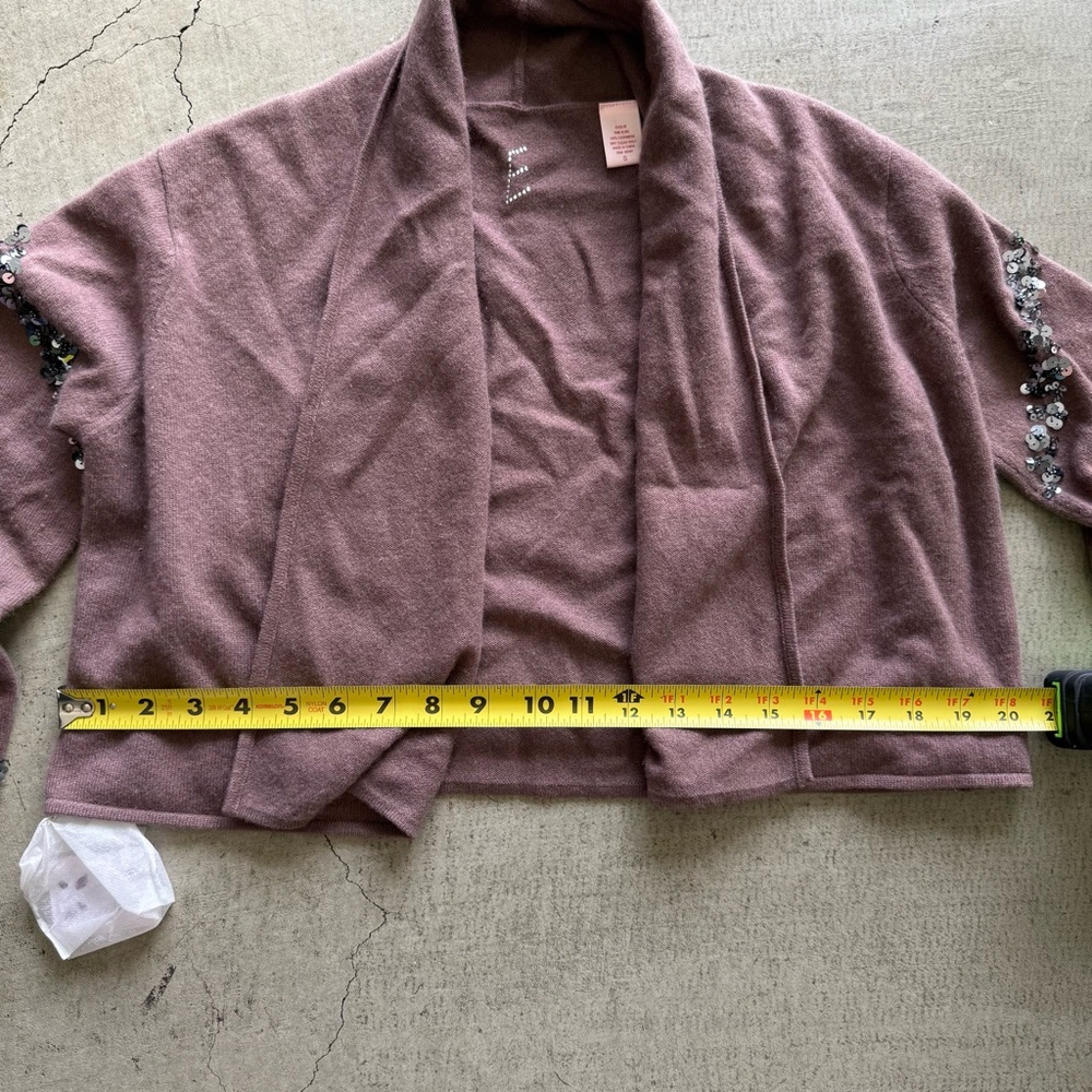 Evolve / Open-front Draped Sequined Cashmere Sweater / brown / small - Picture 7 of 7